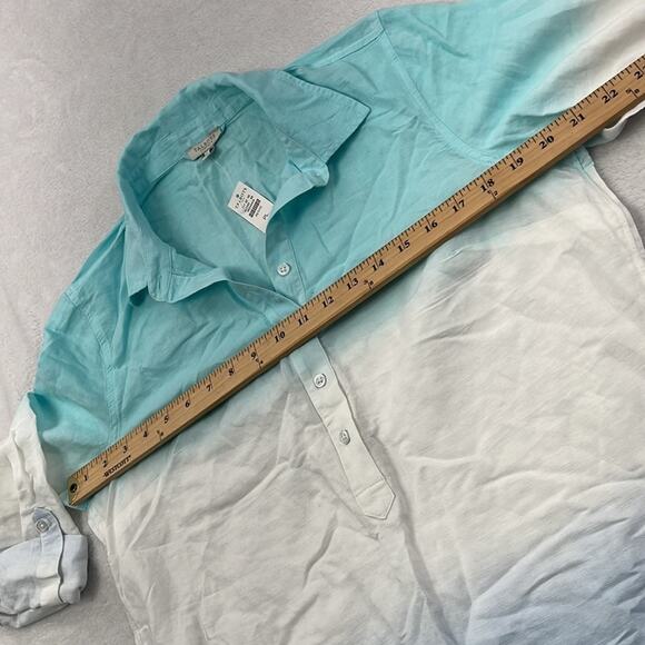 NWT Talbots Large P Linen Cotton Blend Soft Roll Up Sleeve  Multi Colored Blouse - Picture 5 of 9